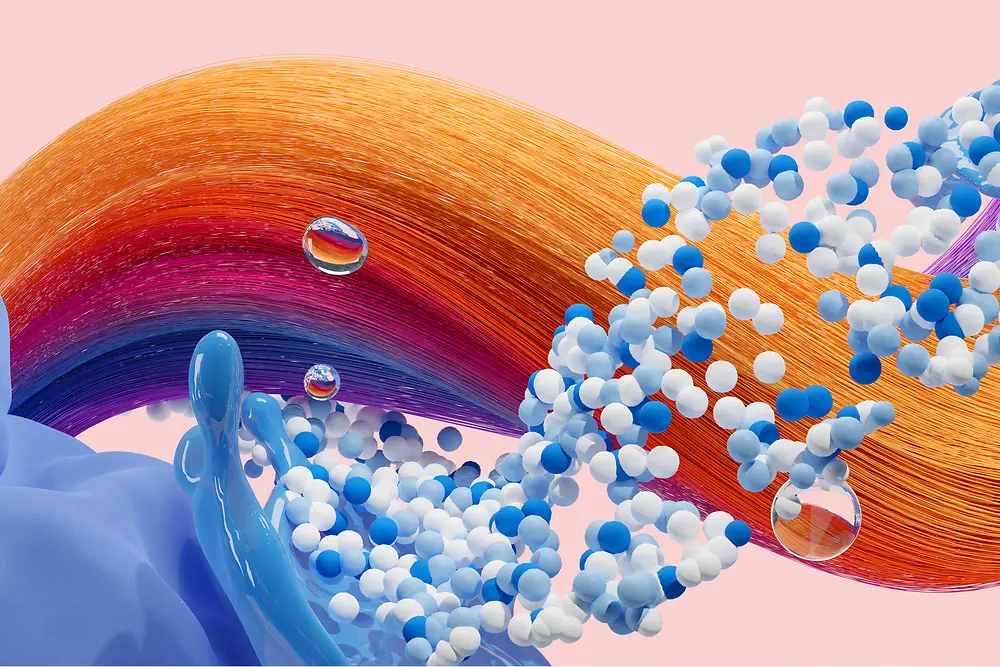 Imagen abstracta que representa las marcas de consumo de Henkel en los segmentos de peluquería, detergentes y cuidado del hogar. 