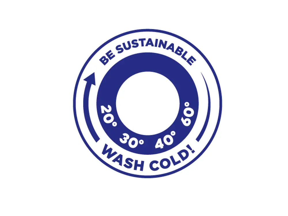
To motivate consumers to do their laundry in an environmentally compatible way, Consumer Brands developed a special logo with the slogan “be sustainable – wash cold.” It is placed on our laundry detergent packaging and aims to encourage consumers to save energy when doing their laundry.